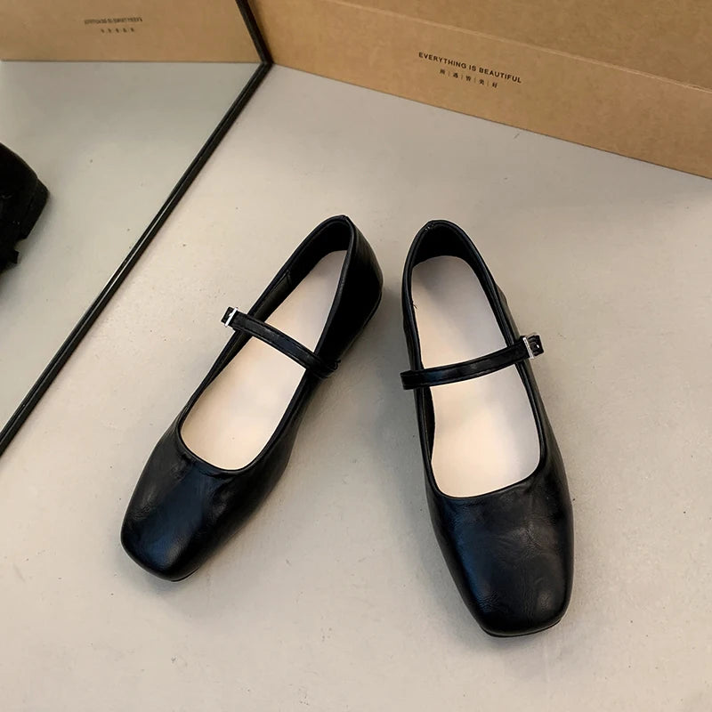 Women's Square Toe Ballet Flats – Mary Jane Buckle Shoes Ballet Flats Axl black 39