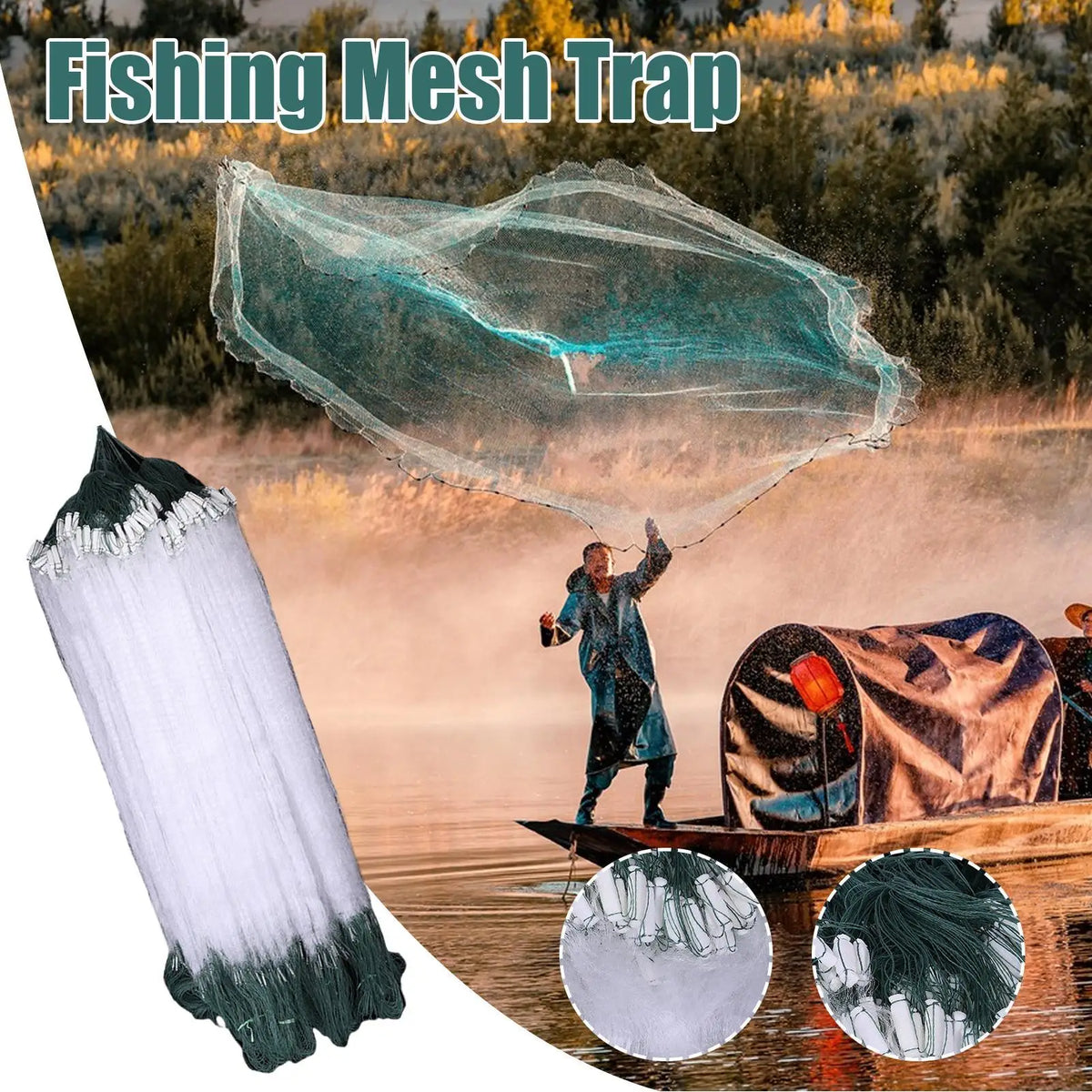 Professional Cast Fishing Net | Portable Throw Net River & Sea Cast Fishing Net Axl