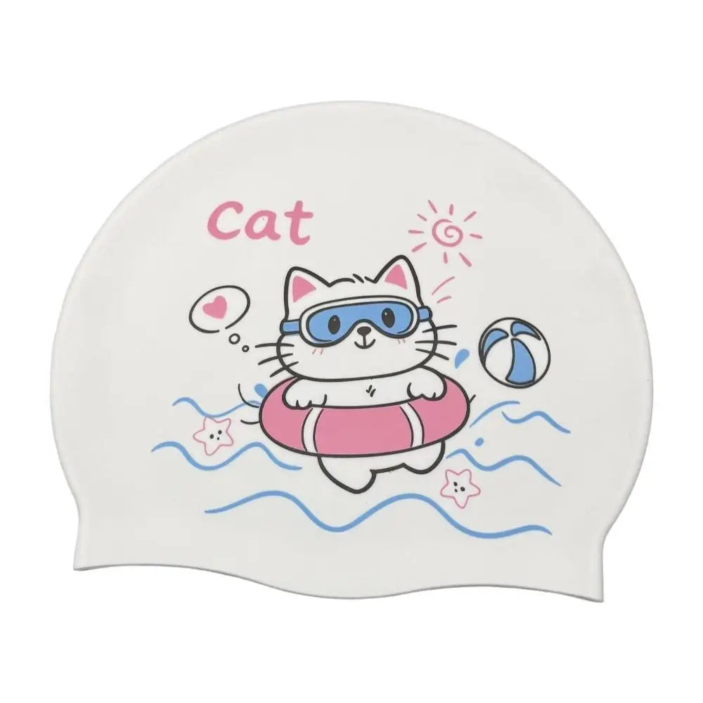 Cartoon Cat Silicone Swim Cap – Waterproof & Comfortable Silicone Swim Cap Axl