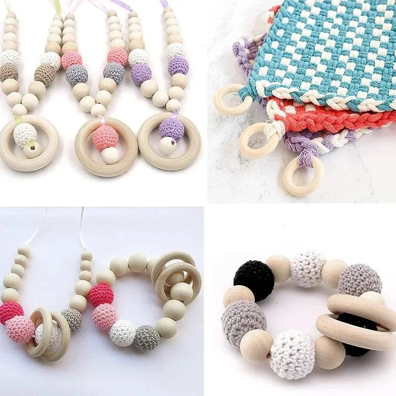 10Pcs Unfinished Wood Rings 40–100mm | Macrame & DIY Crafts Wood Craft Rings Axl