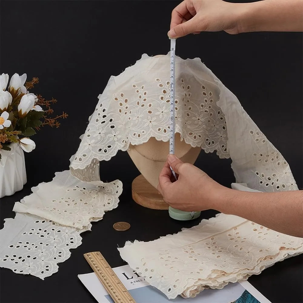 5 Yards Floral Eyelet Lace Ribbon Trim 143mm Wide – White DIY Lace Ribbon Trim Axl