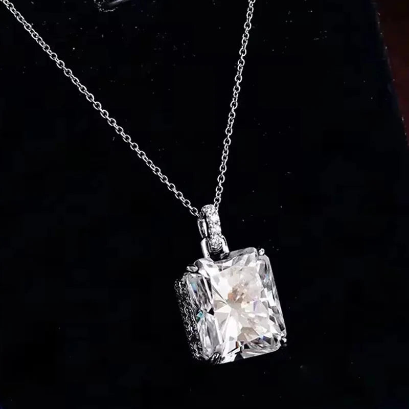 Huitan Square Cubic Zirconia Pendant Necklace | Dainty CZ Pendant Necklace Axl XL1393 45cm
