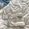 Women's Polka Dot Bow High Heel Sandals – Summer Party Shoes Women's Heel Sandals Axl White 36