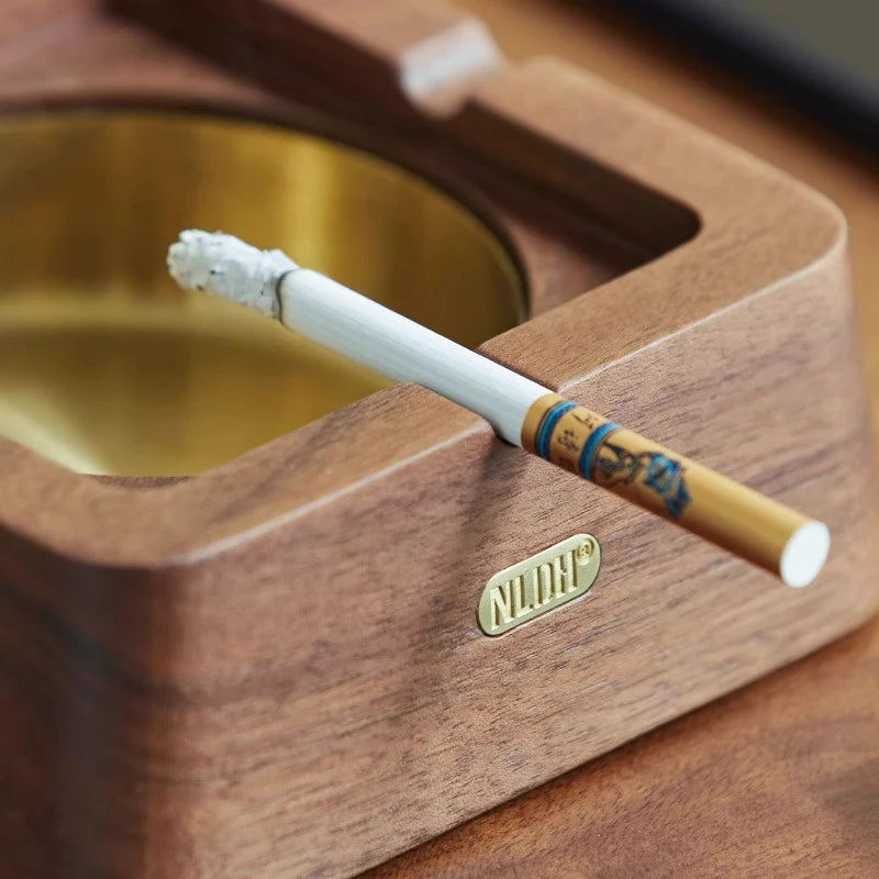 Vintage Wooden Ashtray with Stainless Steel Lid | Home Décor Decorative Ashtray Axl