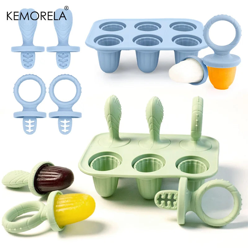 KEMORELA 6-Cavity Baby Popsicle Silicone Mold | Homemade Ice Pops Popsicle Mold Axl