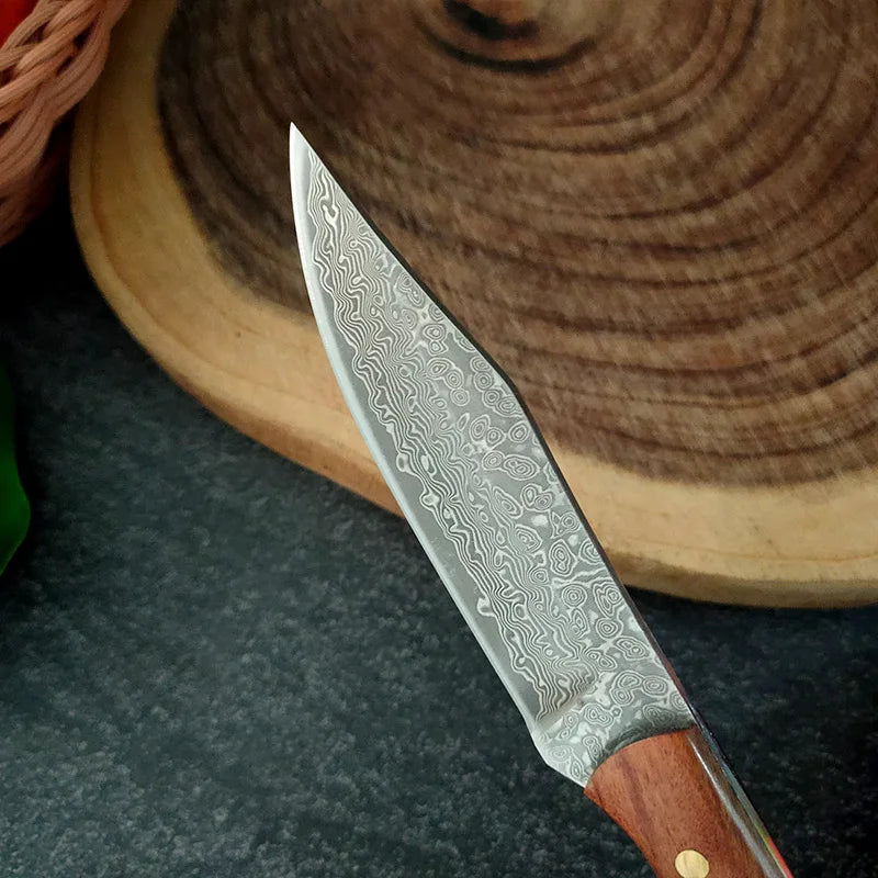 Damascus Steel Kitchen Knife | Sharp Wood Handle – InLeung Damascus Kitchen Knife Axl
