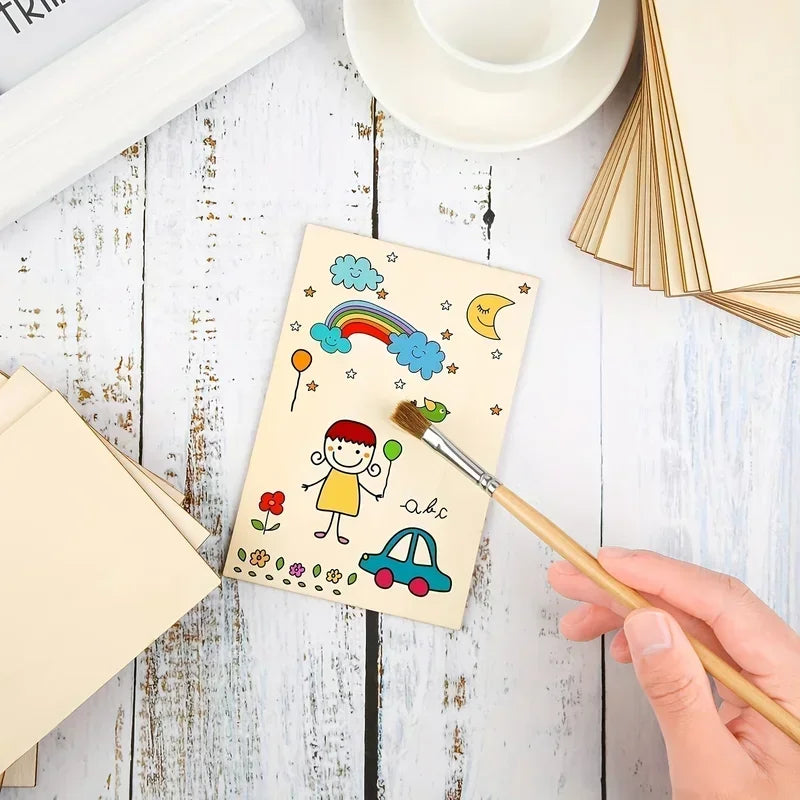 10-Pack Unfinished Wood Panels – DIY Craft & Painting Boards Wood Craft Panels Axl