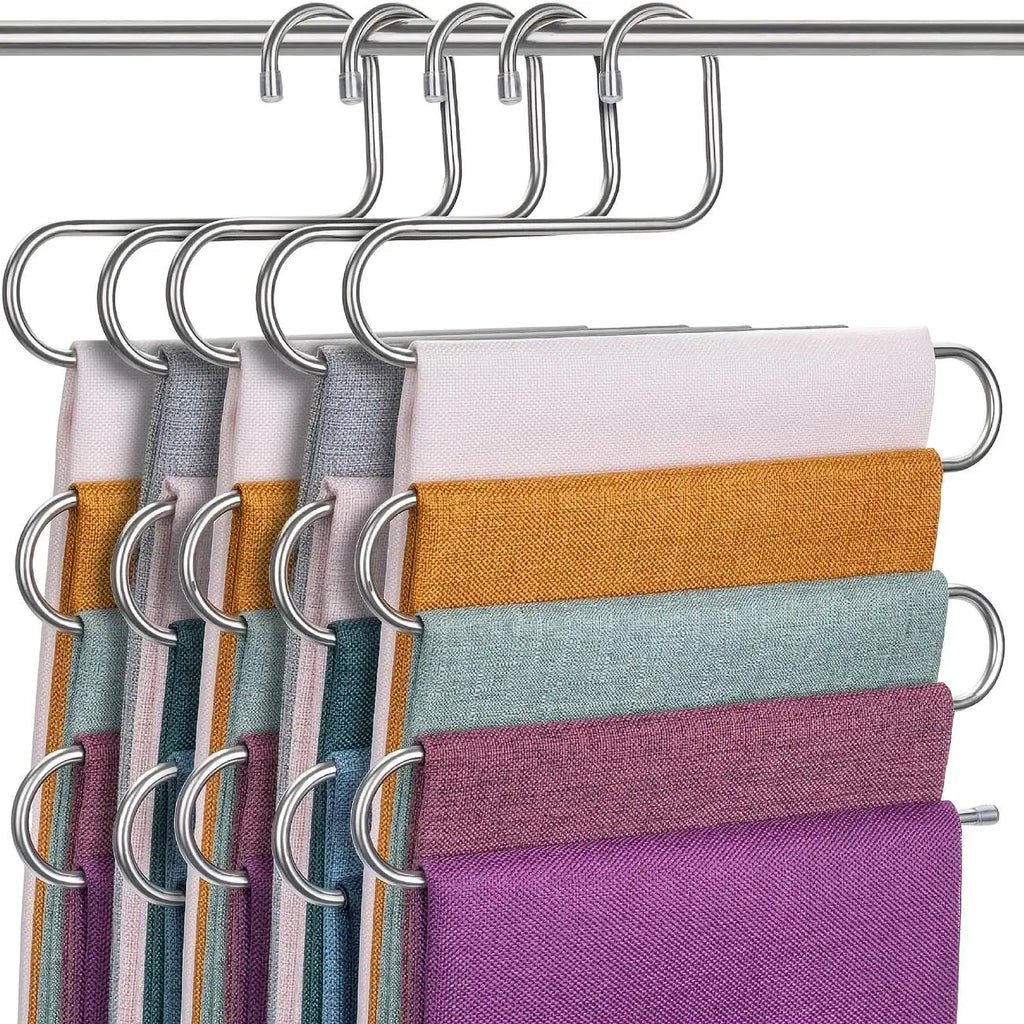 5-Layer Stainless Steel Trouser Rack – Wardrobe Space Saver Trouser Hanger Rack Axl