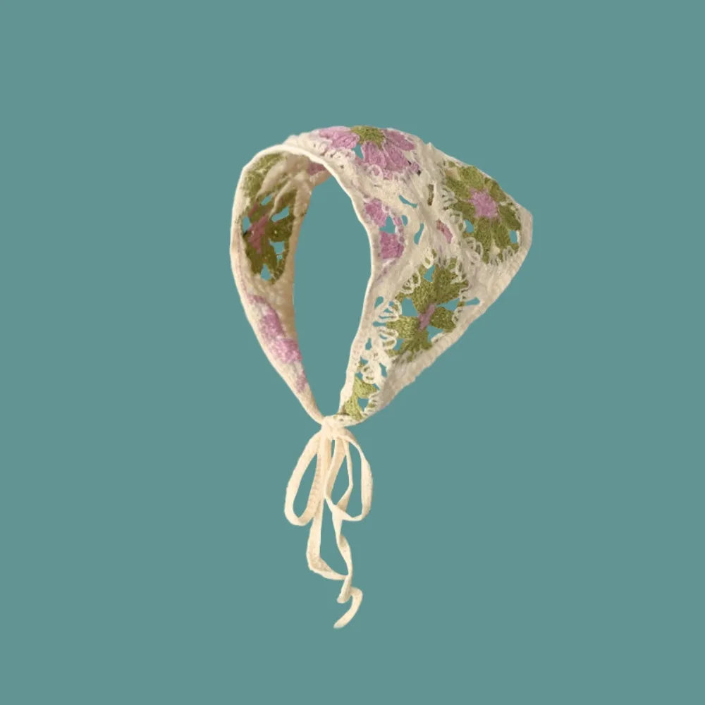 Women's Crochet Triangle Headband – Floral Beach Turban Crochet Headband Axl Style 7