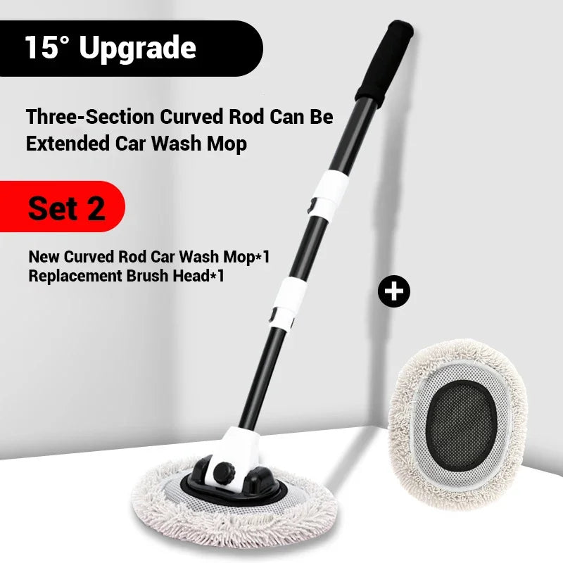 Telescopic Car Wash Mop – Soft Chenille Long Handle Brush Car Wash Brush Axl 1Mop and 1Mop Head