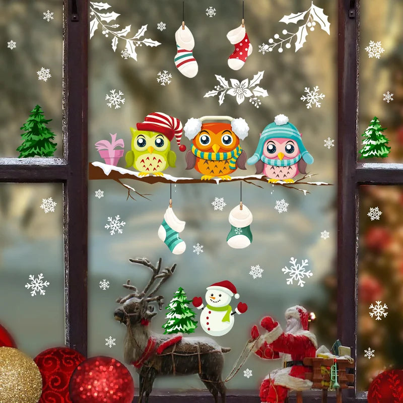 Branch Owl Snowflake Christmas Wall & Window Stickers Decal Wall Sticker Decal Axl