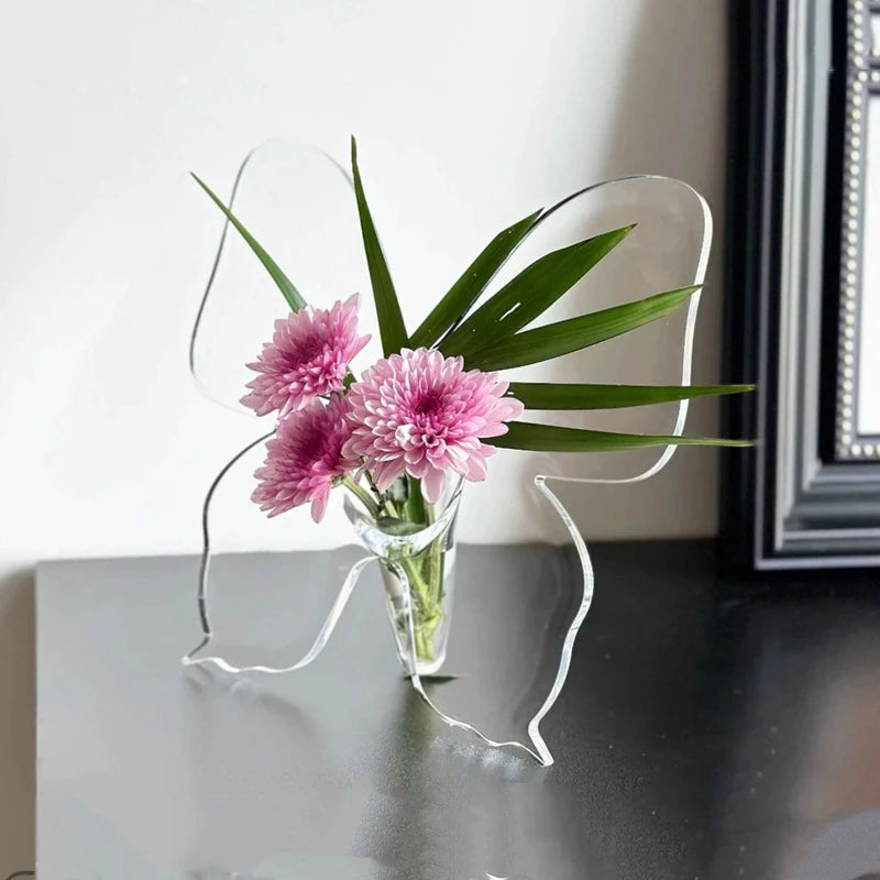 Clear Acrylic Butterfly Vase – 3D Flower Arrangement Home Decor Decorative Vase Axl