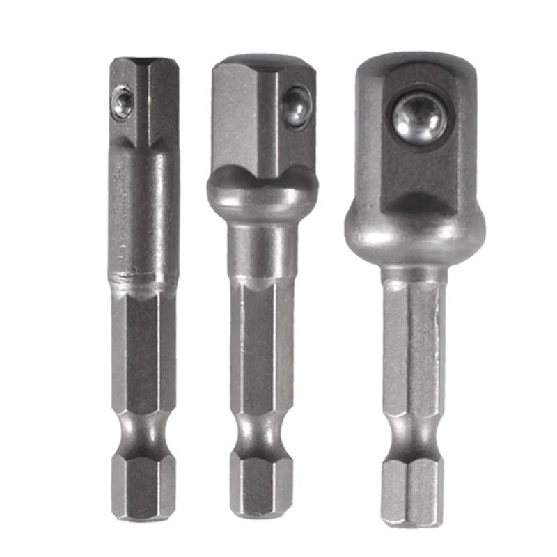 3-Piece Drill Socket Adapter Set – 1/4, 3/8 & 1/2 Hex Shank Drill Socket Adapter Axl