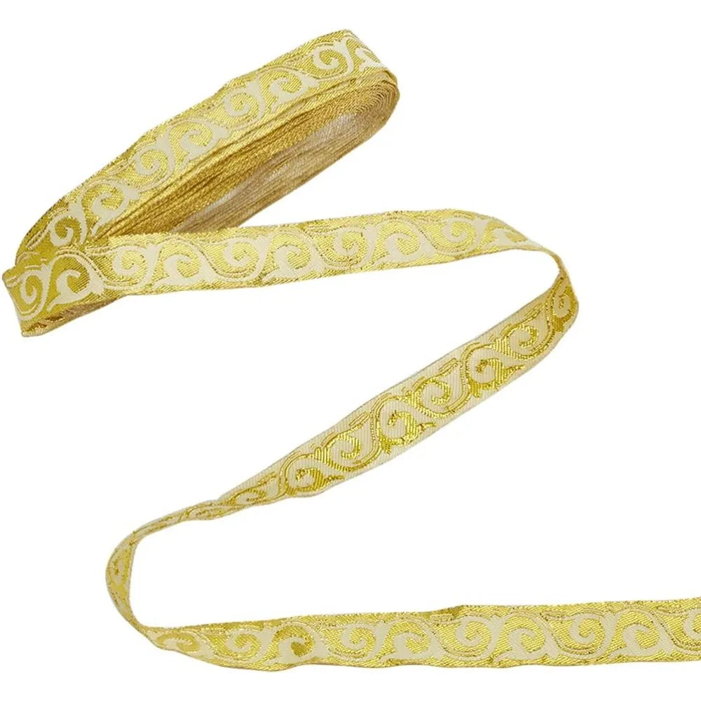 Floral Jacquard Embroidery Ribbon 3/4" – Lemon Chiffon Trim Jacquard Craft Ribbon Axl