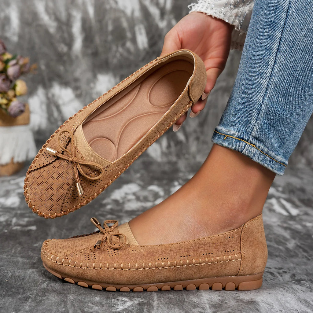 Women's Bow Ballet Flats – Slip-On Casual Loafers Comfort Shoes Ballet Flats Axl brown 40