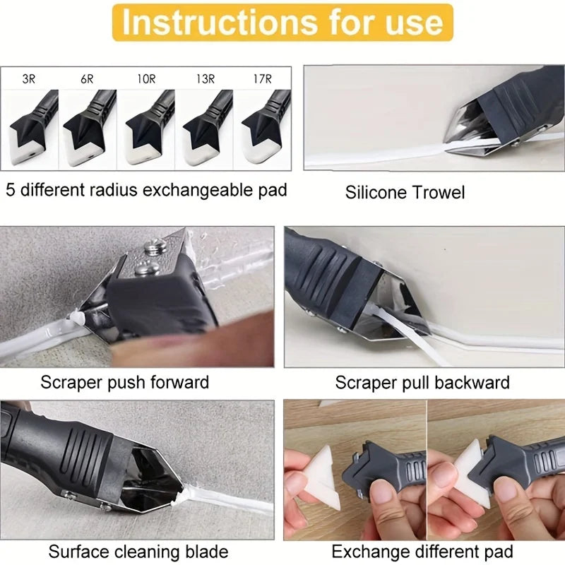 3-in-1 Caulk Remover & Smoother Tool Set – Silicone Grout Kit Caulking Tool Set Axl