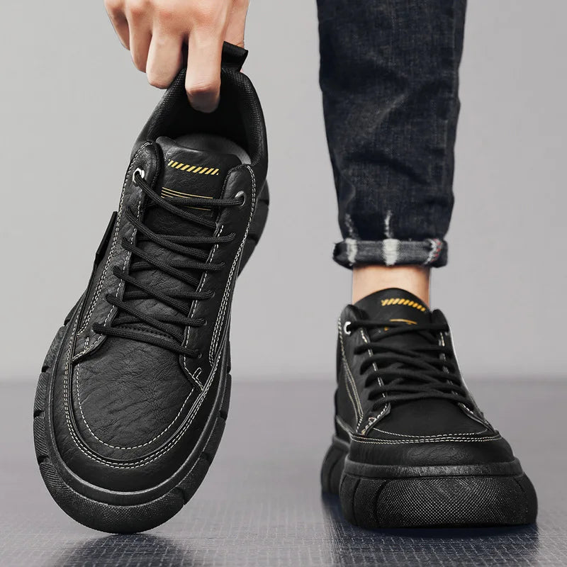 Men's Vintage British Style Lace-Up Casual Shoes – Thick Sole Men's Casual Shoes Axl