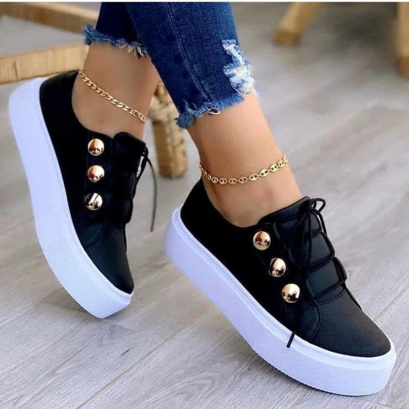 Women's Platform Wedge Sneakers – Lace-Up Casual Fashion Shoes Platform Wedge Sneakers Axl black 37