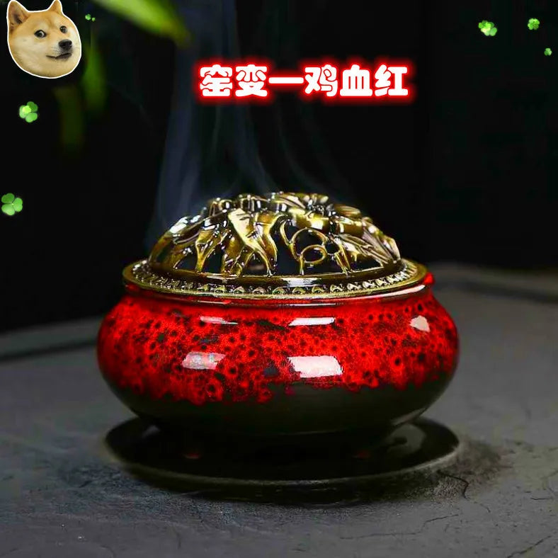 Ceramic Incense Burner – Sandalwood Box & Incense Diffuser Incense Burner Axl Chicken blood red
