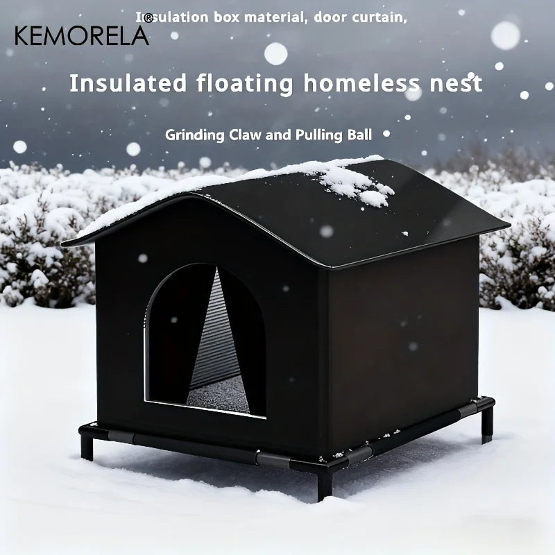 KEMORELA Insulated Outdoor Cat House – All-Weather Shelter Outdoor Cat Shelter Axl