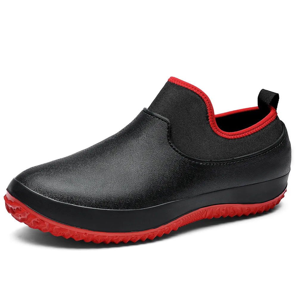 Unisex Non-Slip Chef Clogs – Slip-On Rain Shoes Plus Size Slip-On Work Clogs Axl 41 Black and red