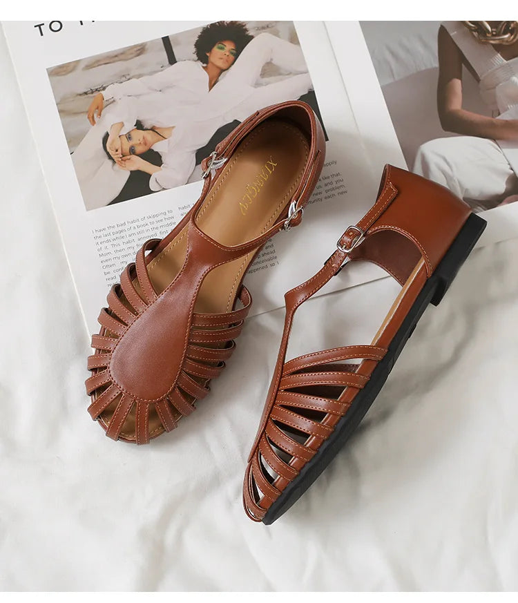 Women's Flat Roman Sandals | T-Strap Buckle Beach Sandals Flat Sandals Axl zong 43