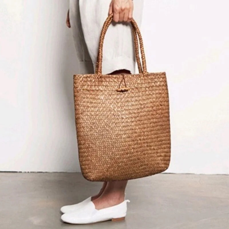 Women's Wicker Rattan Straw Tote Bag – Woven Shoulder Handbag Straw Tote Bag Axl