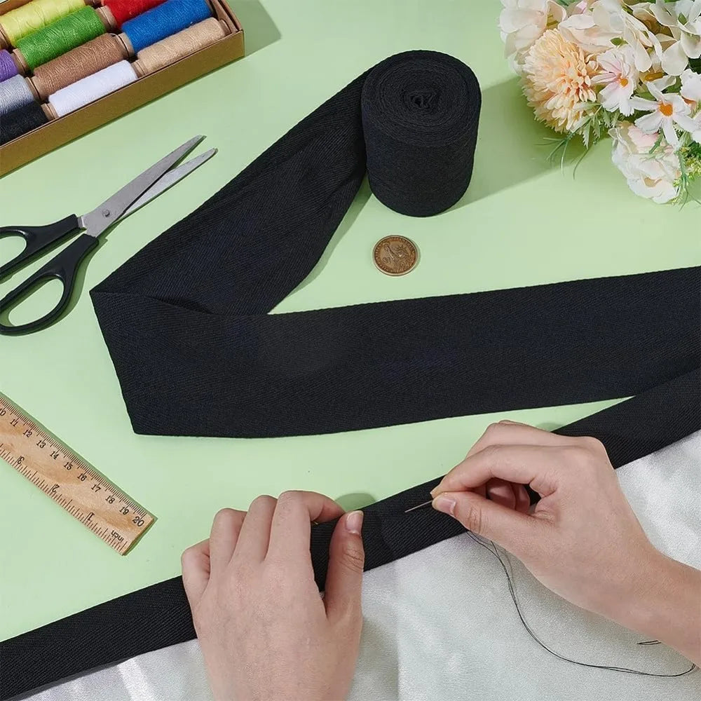 Black Polyester Herringbone Ribbon 80mm x 5m | Sewing & Craft Herringbone Ribbon Axl