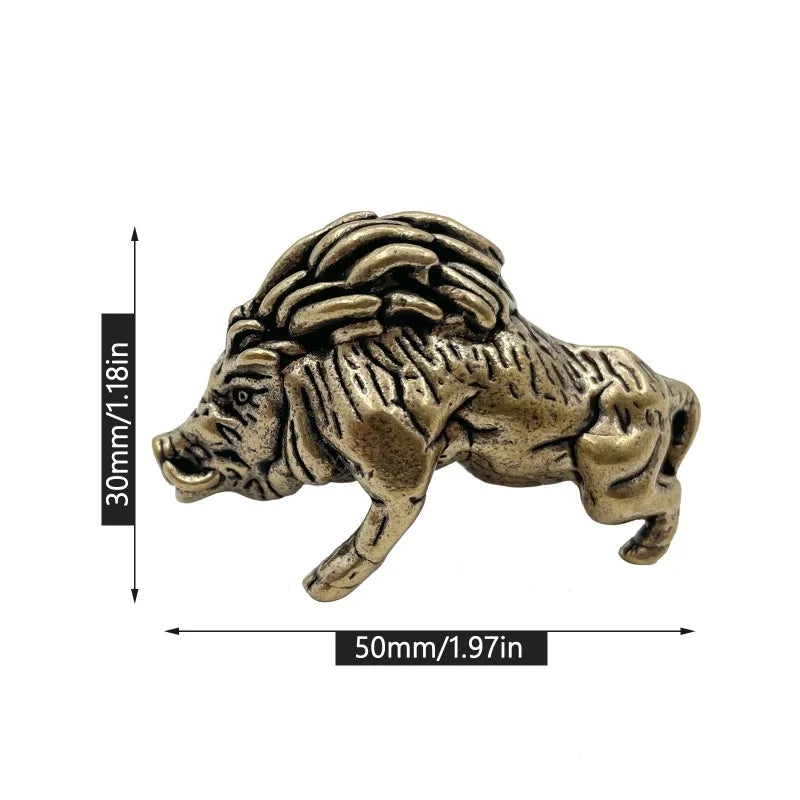 Brass Wild Boar Copper Pig Statue – Desk & Home Decor Gift Animal Figurine Axl