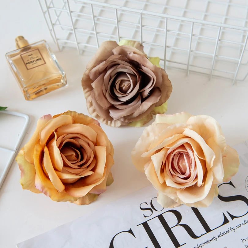 Silk Rose Artificial Flower Heads 10/20Pcs – Wedding & DIY Artificial Silk Flowers Axl