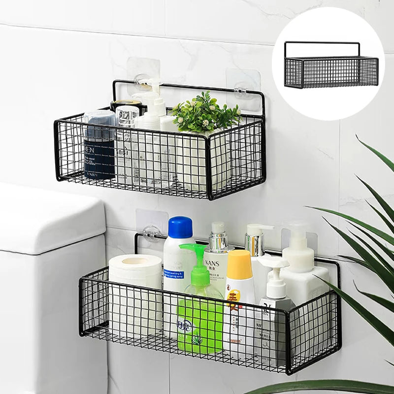 Wall-Mounted Storage Rack – No Drilling Metal Shelf Wall Storage Rack Axl