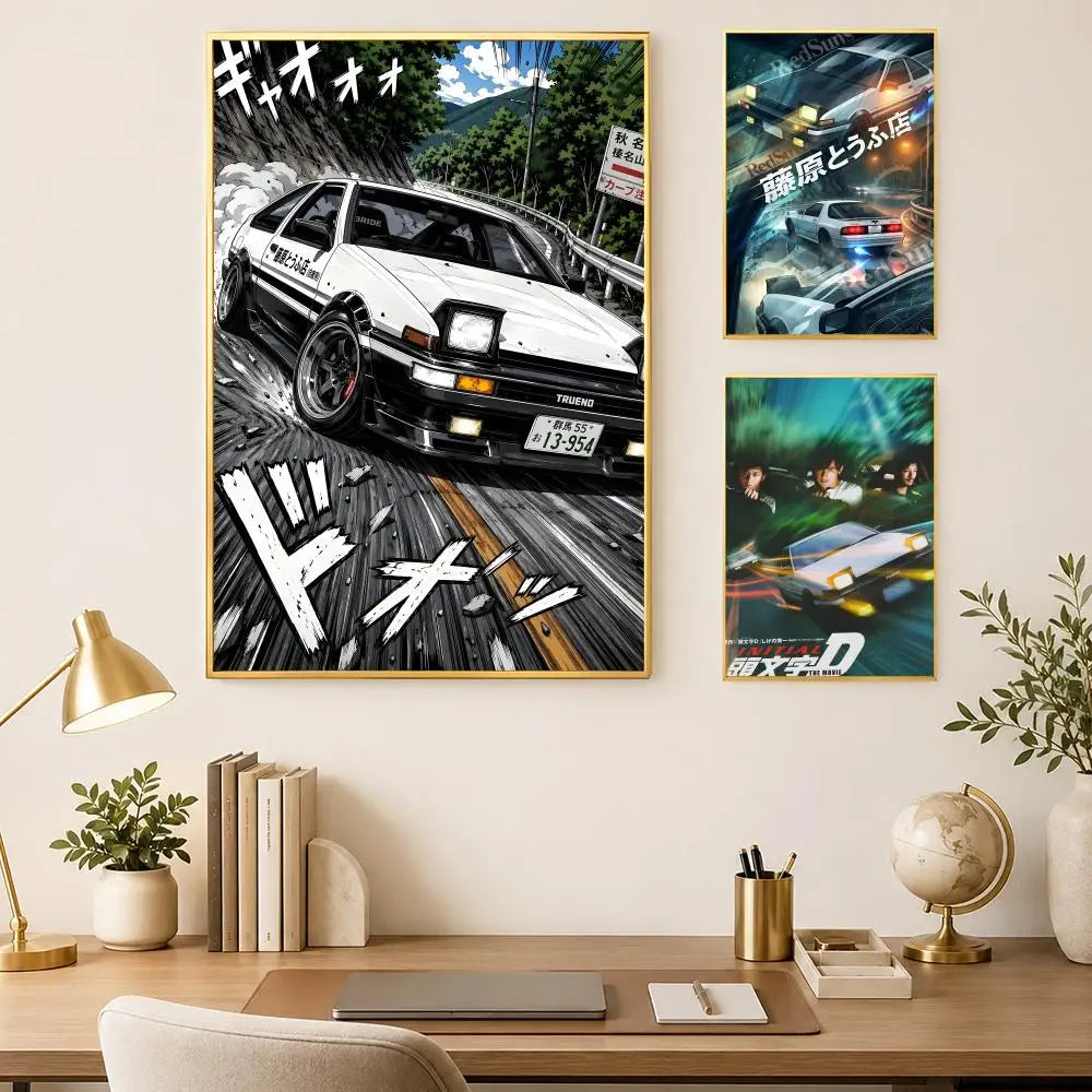 Initial D Anime Self-Stick HD PVC Wall Poster | Waterproof Decor Anime Wall Poster Axl