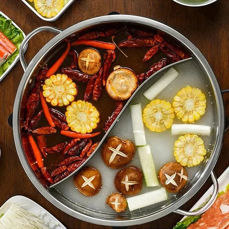 28cm Stainless Steel Divided Double Hot Pot – Gas & Induction Divided Hot Pot Axl