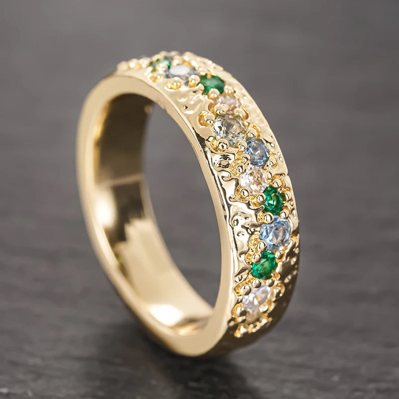 Huitan Women's Colorful Cubic Zirconia Wedding Band Ring Fashion Ring Axl