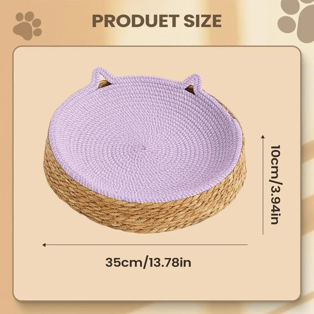 Circle Cat Scratcher Woven Nest Bed | Cotton Rope Kitten Ear Cat Scratcher Bed Axl Purple