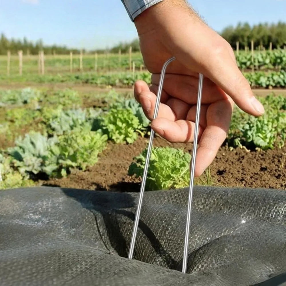 10-Pack U-Type Metal Garden Staples – Galvanized Sod Pins Garden Ground Stakes Axl