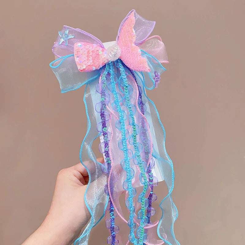 Mermaid Princess Bow Hair Clip – Girls Braided Hair Accessory Hair Clip Accessory Axl N10