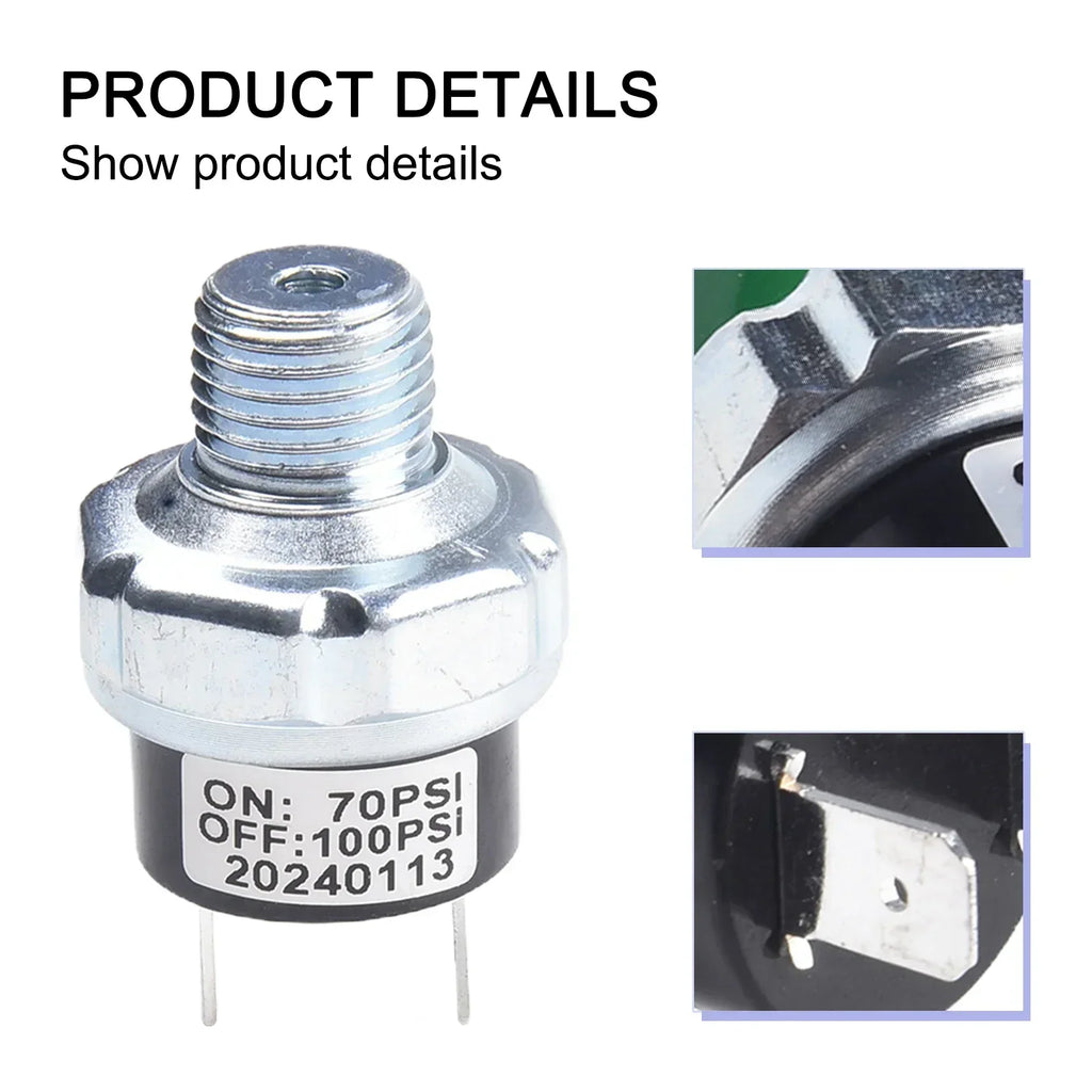 Air Compressor Pressure Switch 70-100/90-120 PSI 1/4" NPT 12V 24V Pressure Switch Axl