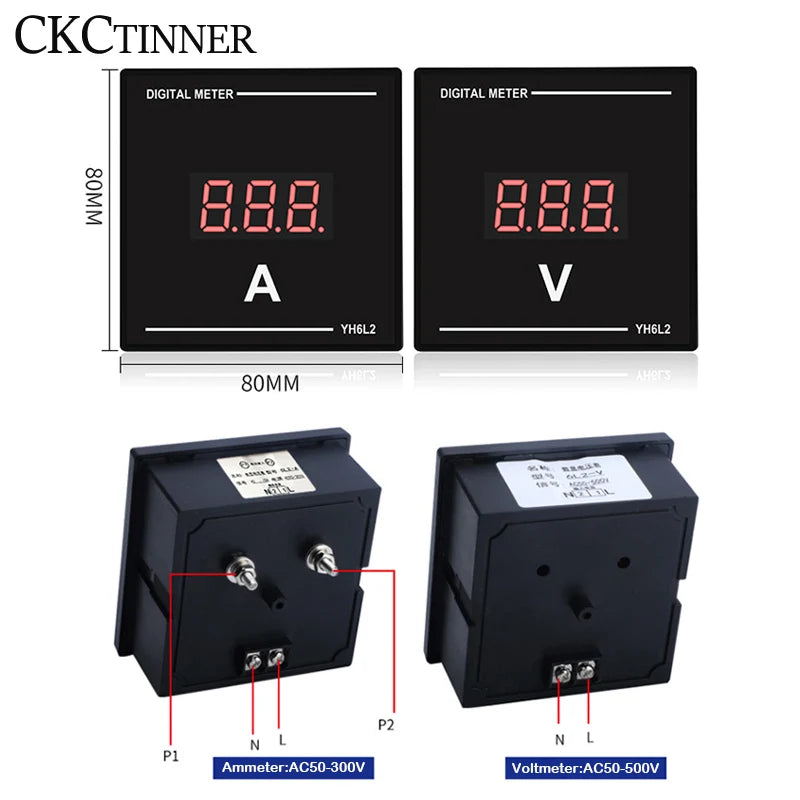 Digital Voltmeter Ammeter AC 50–500V Panel Meter 220V 380V Digital Panel Meter Axl