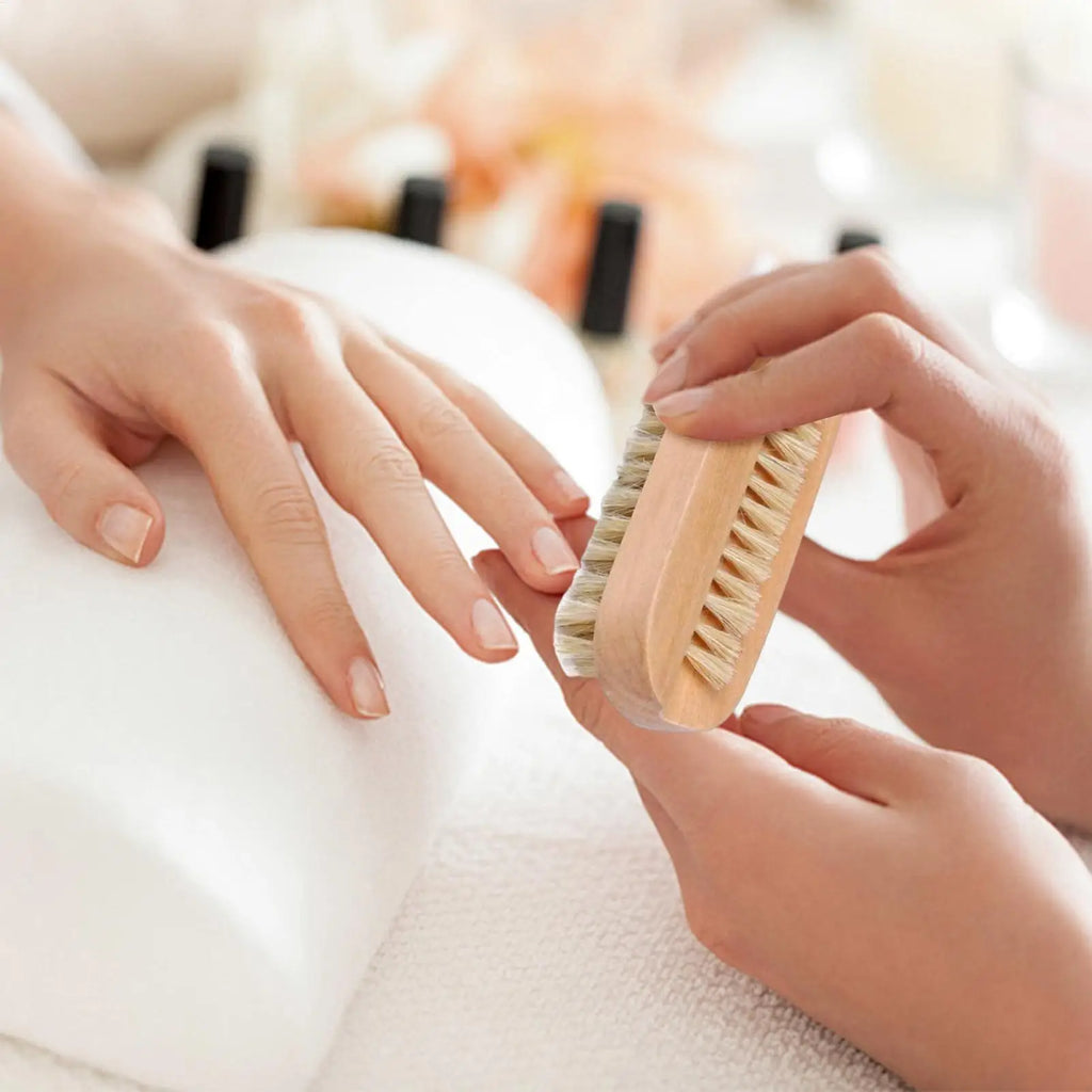 Double-Sided Wooden Nail Brush – Natural Boar Bristle Cleaner Nail Cleaning Brush Axl