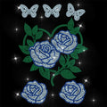 Glass Rhinestone Iron-On Applique – Rose & Butterfly Patch Iron-On Applique Patch Axl AECH04-17722