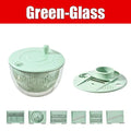 PGY 5Qt Stainless Steel Salad Spinner & Slicer Set – 5 Blades Salad Spinner Set Axl Green-Glass