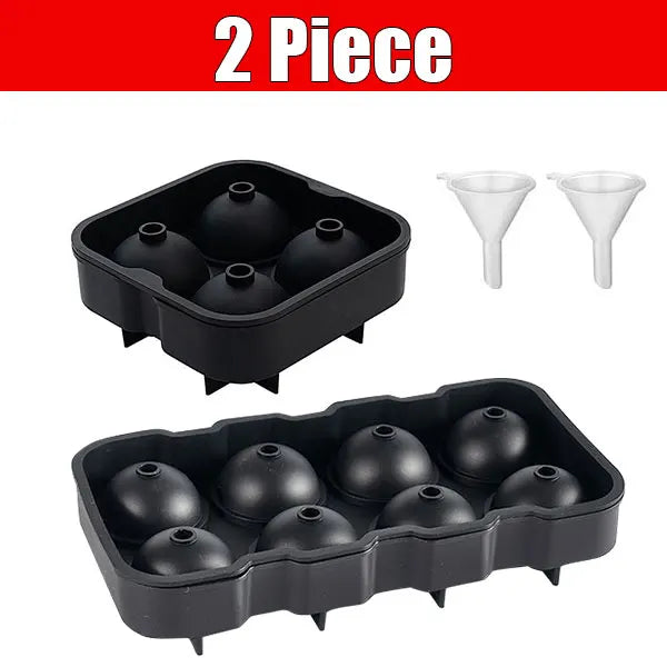 Sphere Ice Ball Mold – 8-Cavity Silicone Round Ice Cube Tray Ice Ball Mold Axl 2pcs Mixed Black