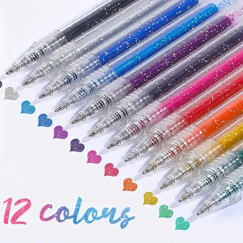 Glitter Ballpoint Pen Set – Journals, Scrapbooks & Art Projects Glitter Gel Pen Set Axl Random 12 colors
