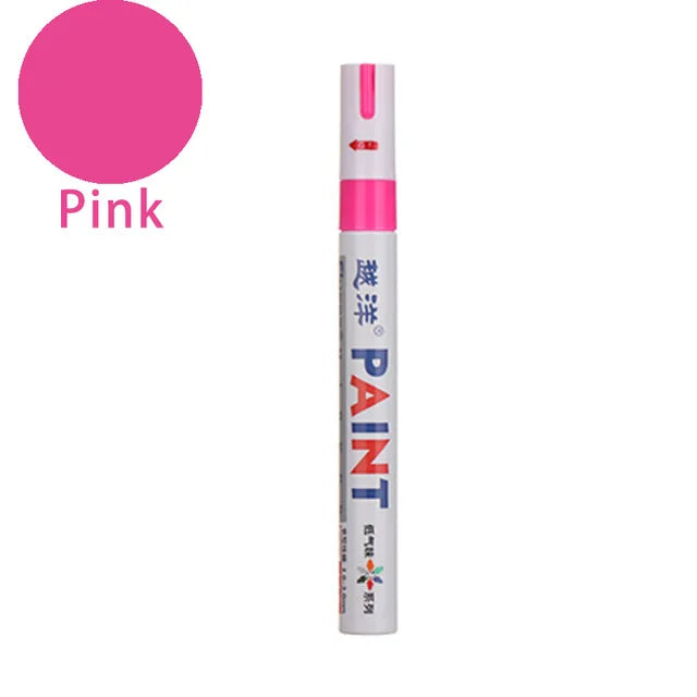 12-Color Waterproof Permanent Paint Markers – Tire & Multi-Surface Paint Marker Set Axl Pink