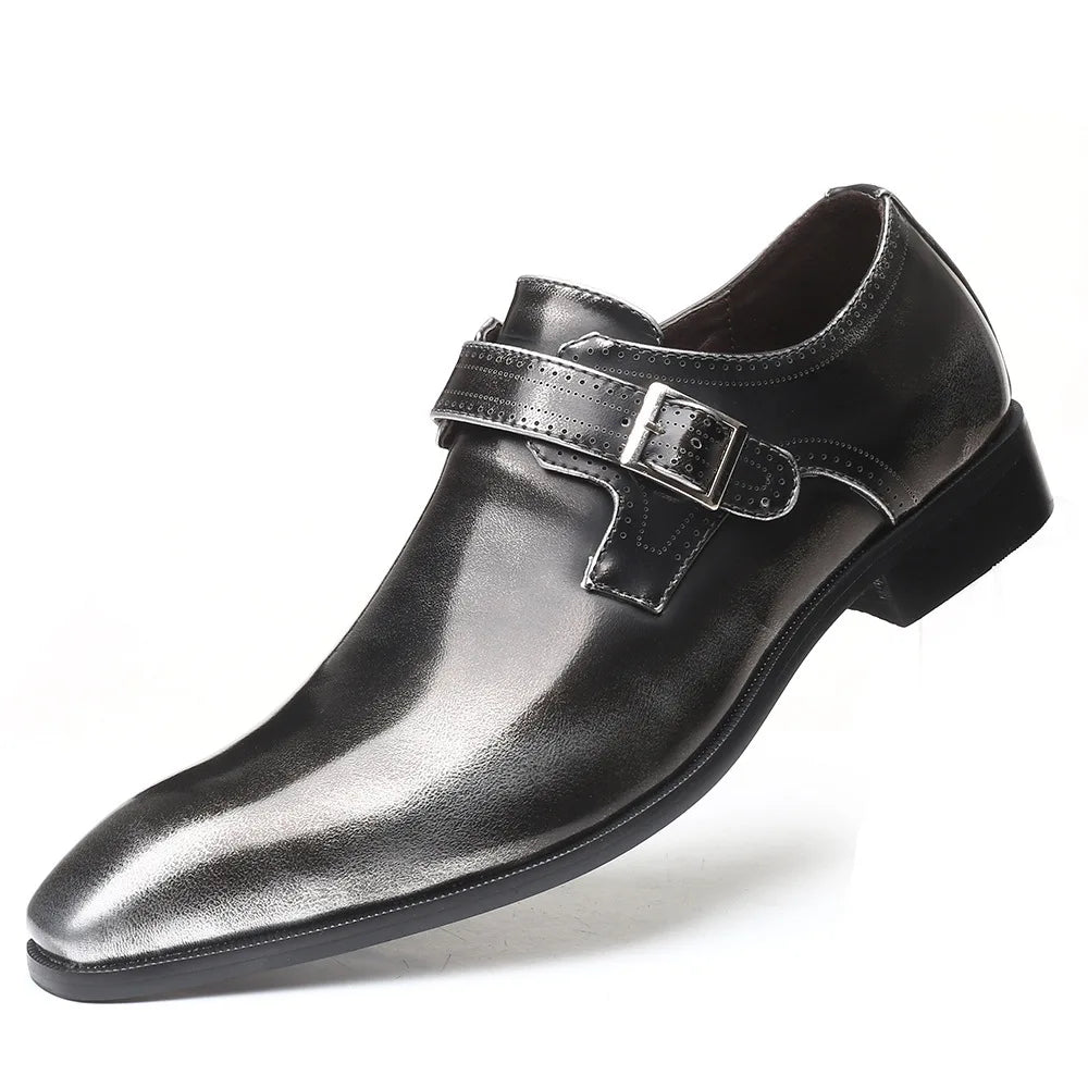 YBQJOO Men's Slip-On Dress Loafers | British Style Plus Size Men's Dress Loafers Axl Black grey 42