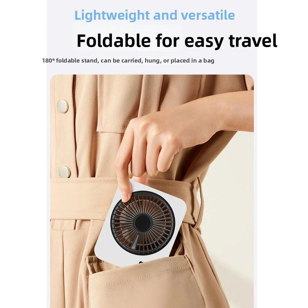 USB Rechargeable Foldable Desk Fan – 5-Speed LED Silent Fan Portable Desk Fan Axl