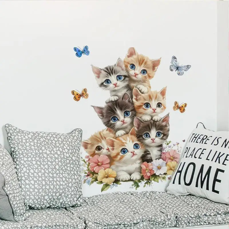Cat Flower Butterfly Wall Stickers – Nursery & Home Decals Wall Decals Axl