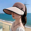 Wide Brim Open Top Straw Sun Hat – Lightweight Beach Travel Wide Brim Sun Hat Axl Pink