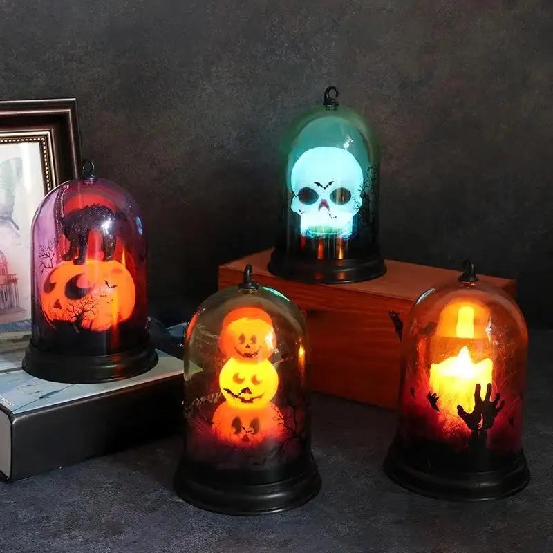 LED Evil Pumpkin Lamp – Halloween Night Light & Candle Holder Halloween Décor Light Axl